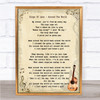 Kings Of Leon Around The World Song Lyric Vintage Quote Print