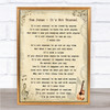 Tom Jones It's Not Unusual Vintage Guitar Song Lyric Quote Print