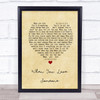 Bryan Adams When You Love Someone Vintage Heart Song Lyric Print