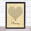 David Guetta & Sia Flames Vintage Heart Song Lyric Print