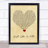 Pink Just Like A Pill Vintage Heart Song Lyric Quote Music Print