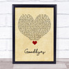 Jorja Smith Goodbyes Vintage Heart Song Lyric Quote Music Print