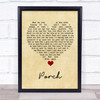 Pearl Jam Porch Vintage Heart Song Lyric Quote Music Print