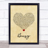 Olly Murs Busy Vintage Heart Song Lyric Quote Music Print