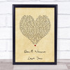 Lionel Richie Don't Wanna Lose You Vintage Heart Song Lyric Wall Art Print