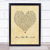 Patrick Swayze She's like the Wind Vintage Heart Song Lyric Wall Art Print