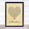 Pendulum Watercolour Vintage Heart Song Lyric Wall Art Print