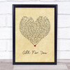 Sister Hazel All For You Vintage Heart Song Lyric Wall Art Print