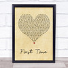 M-22 First Time Vintage Heart Song Lyric Wall Art Print