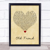 Michael Feinstein Old Friend Vintage Heart Song Lyric Wall Art Print