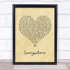 Michelle Branch Everywhere Vintage Heart Song Lyric Wall Art Print