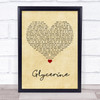 Bush Glycerine Vintage Heart Song Lyric Wall Art Print