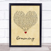 Chris Young Drowning Vintage Heart Song Lyric Wall Art Print