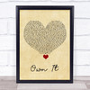Stormzy Own It Vintage Heart Song Lyric Wall Art Print