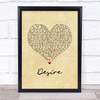 Years & Years Desire Vintage Heart Song Lyric Wall Art Print