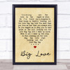 Big Love Fleetwood Mac Vintage Heart Quote Song Lyric Print