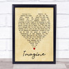 Imagine John Lennon Vintage Heart Quote Song Lyric Print