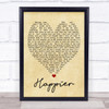 Happier Ed Sheeran Vintage Heart Quote Song Lyric Print