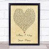 When I Was Your Man Bruno Mars Vintage Heart Song Lyric Quote Print