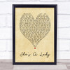 Tom Jones She's A Lady Vintage Heart Song Lyric Quote Print