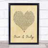 Adele One And Only Vintage Heart Song Lyric Quote Print