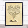 Ray LaMontagne Shelter Vintage Heart Song Lyric Quote Print