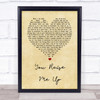 Josh Groban You Raise Me Up Vintage Heart Song Lyric Quote Print