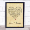 Art Garfunkel All I Know Vintage Heart Song Lyric Quote Print