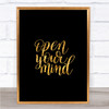 Open Mind Quote Print Black & Gold Wall Art Picture