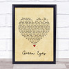 Coldplay Green Eyes Vintage Heart Song Lyric Quote Print