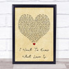 Foreigner I Want To Know What Love Is Vintage Heart Song Lyric Quote Print