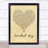 Take That Greatest Day Vintage Heart Song Lyric Quote Print