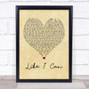 Sam Smith Like I Can Vintage Heart Quote Song Lyric Print