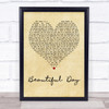 U2 Beautiful Day Vintage Heart Quote Song Lyric Print