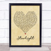 Muse Starlight Vintage Heart Song Lyric Print