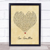 Robbie Williams Go Gentle Vintage Heart Song Lyric Print