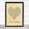 Cyndi Lauper True Colors Vintage Heart Song Lyric Print