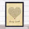 Blossoms Honey Sweet Vintage Heart Song Lyric Print