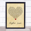 Steve Winwood Higher Love Vintage Heart Song Lyric Print