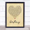 Zero 7 Destiny Vintage Heart Song Lyric Print