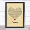 Paul Heaton Poems Vintage Heart Song Lyric Print