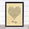Take That Pray Vintage Heart Song Lyric Print
