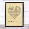 Pink Walk Me Home Vintage Heart Song Lyric Print