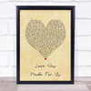 Cleo Love Was Made For Us Vintage Heart Song Lyric Print
