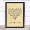 REM Everybody Hurts Vintage Heart Song Lyric Print