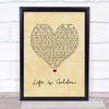 Suede Life is Golden Vintage Heart Song Lyric Print