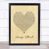 You Me At Six Always Attract Vintage Heart Song Lyric Print