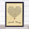 Jonestown Sweet Thang Vintage Heart Song Lyric Print