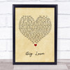 Simply Red Big Love Vintage Heart Song Lyric Print