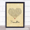 Coldplay Trouble Vintage Heart Song Lyric Print